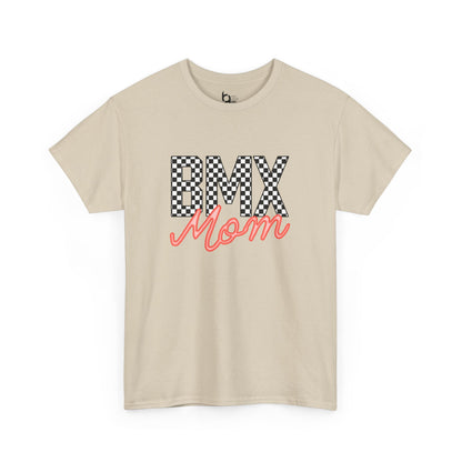 Checkered BMX Mom Light Colored Tee - Red Lettering