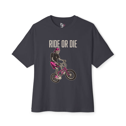 "Ride or Die" BMX Oversized Boxy Tee - Pink Graphic