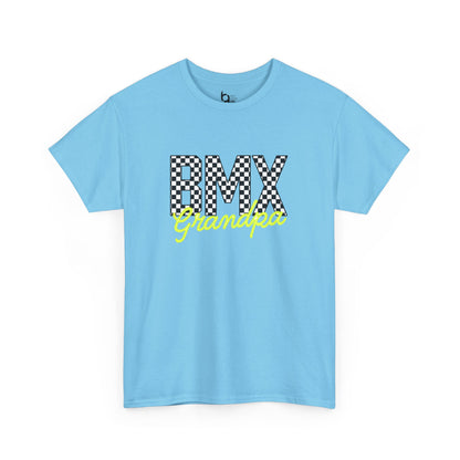Checkered BMX Grandpa Light Colored Tee - Chartreuse Lettering