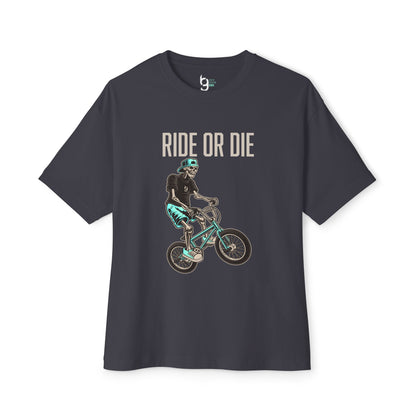 "Ride or Die" BMX Oversized Boxy Tee - Tiffany Graphic