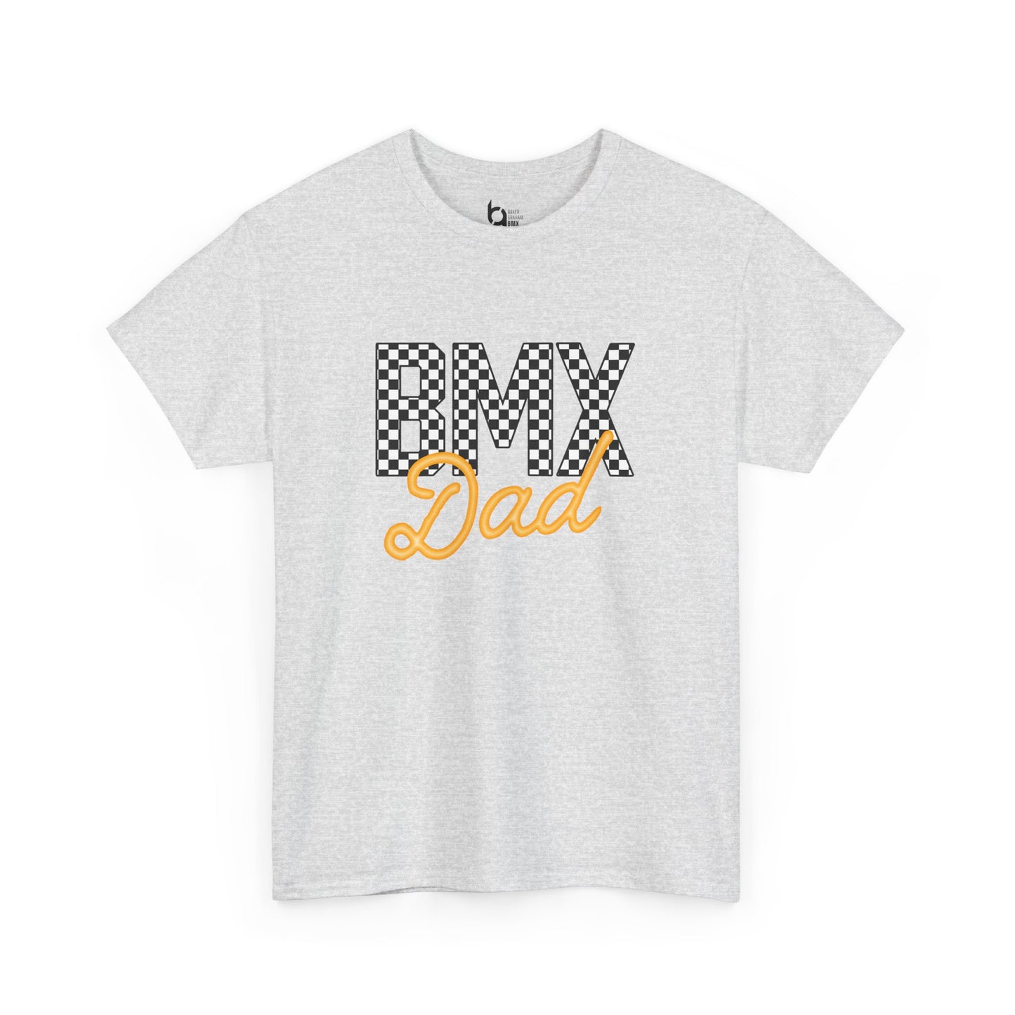 Checkered BMX Dad Light Colored Tee - Orange Lettering
