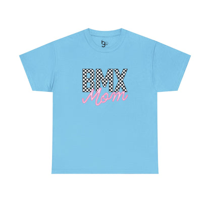 Checkered BMX Mom Light Colored Tee - Pink Lettering