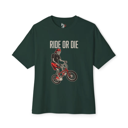 "Ride or Die" BMX Oversized Boxy Tee - Red Graphic