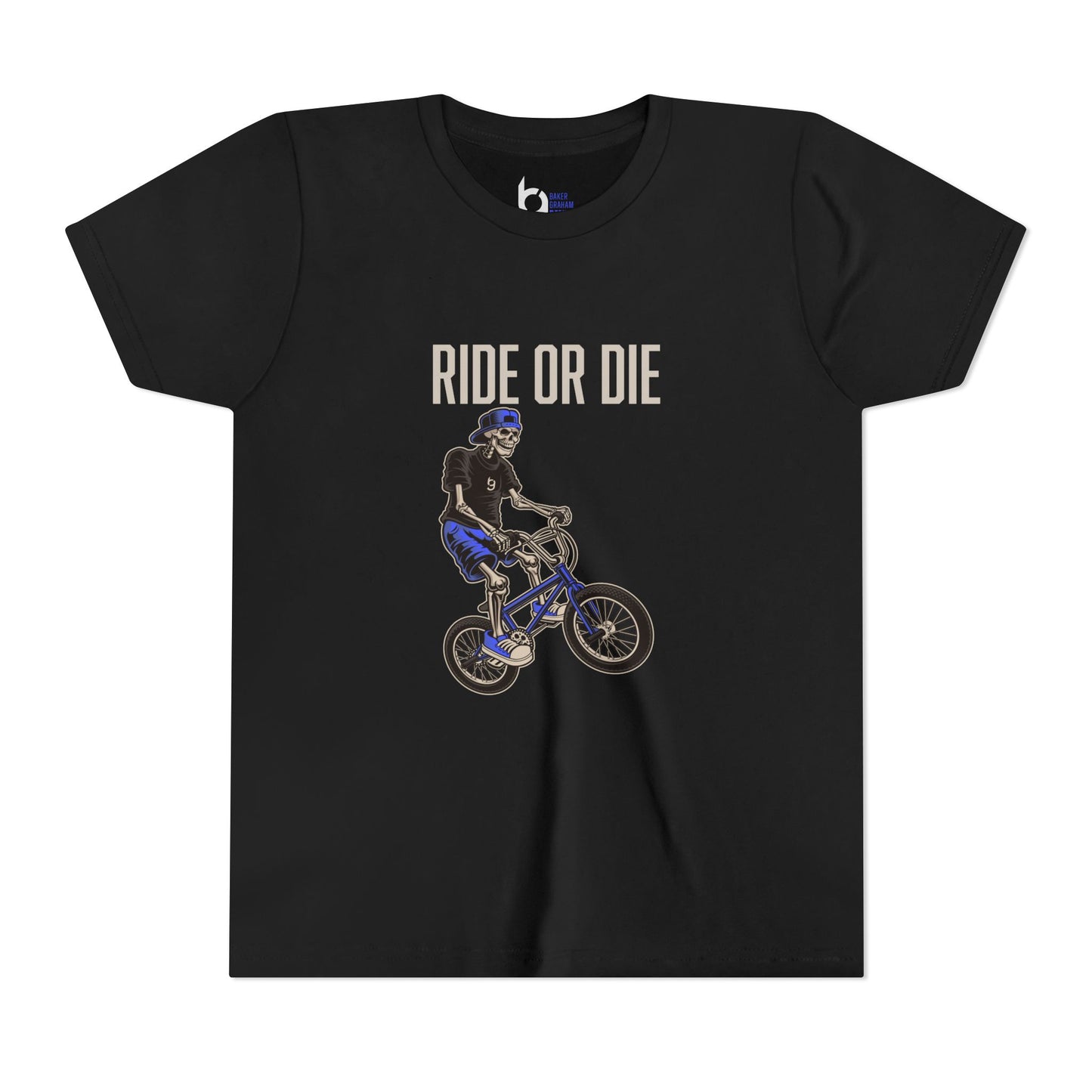 "Ride or Die" Kids Tee - Blue Graphic