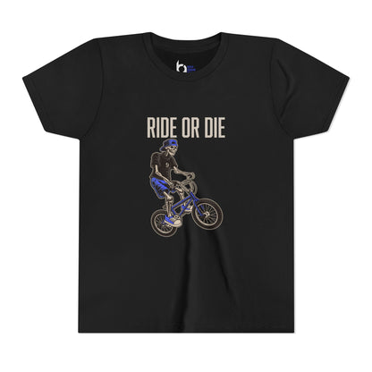 "Ride or Die" Kids Tee - Blue Graphic