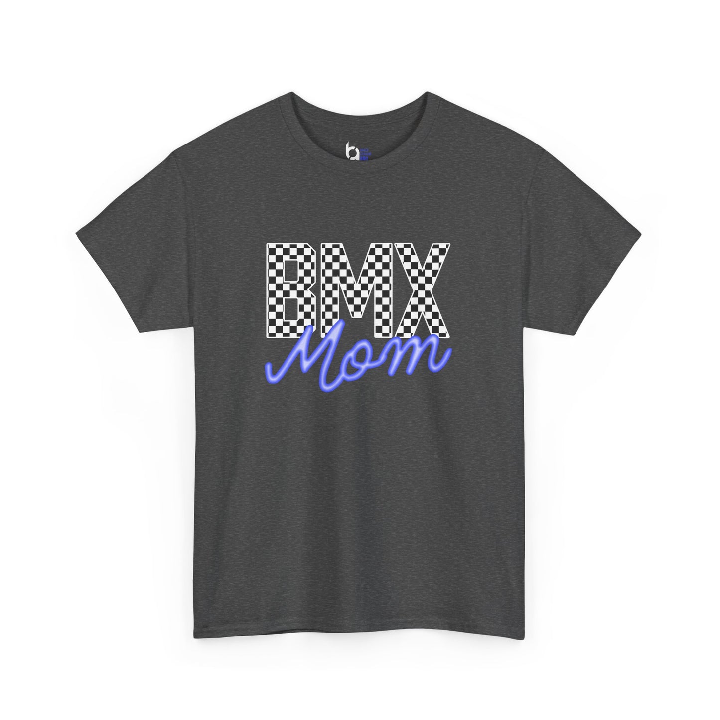 Checkered BMX Mom Dark Colored Tee - Blue Lettering