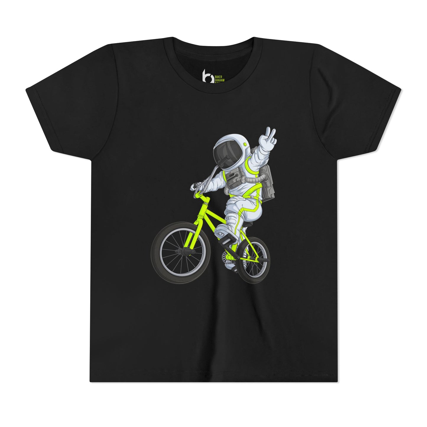 Outer Space BMX Kids Tee - Chartreuse Graphic