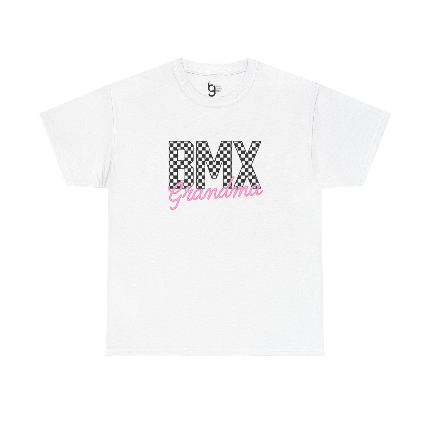 Checkered BMX Grandma Light Colored Tee - Pink Lettering