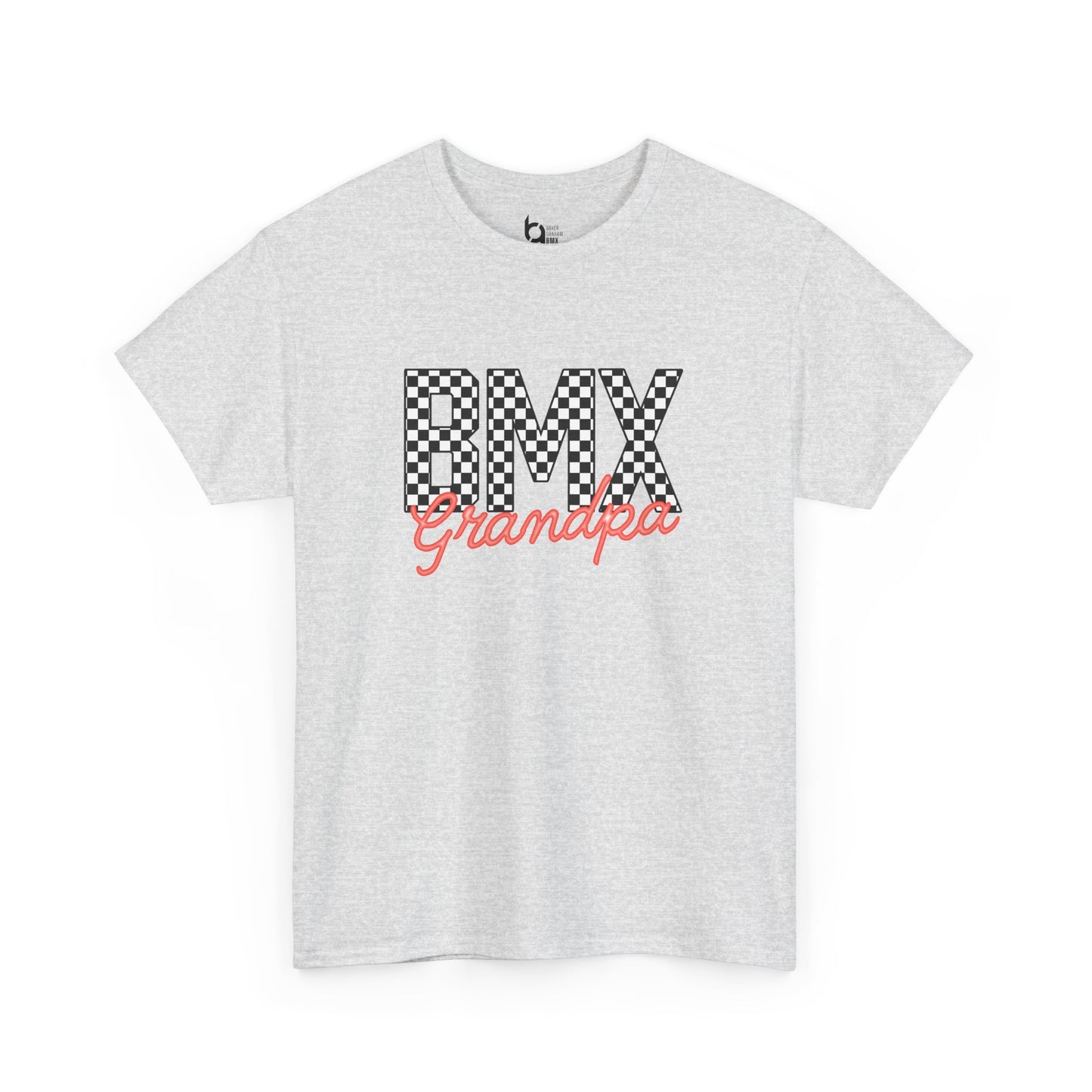 Checkered BMX Grandpa Light Colored Tee - Red Lettering