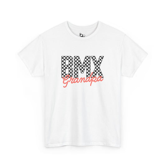 Checkered BMX Grandpa Light Colored Tee - Red Lettering