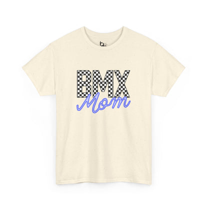 Checkered BMX Mom Light Colored Tee - Blue Lettering