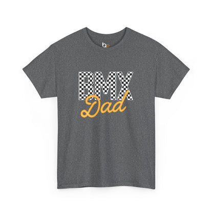 Checkered BMX Dad Dark Colored Tee - Orange Lettering