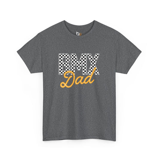 Checkered BMX Dad Dark Colored Tee - Orange Lettering