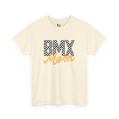 Checkered BMX Mom Light Colored Tee - Orange Lettering