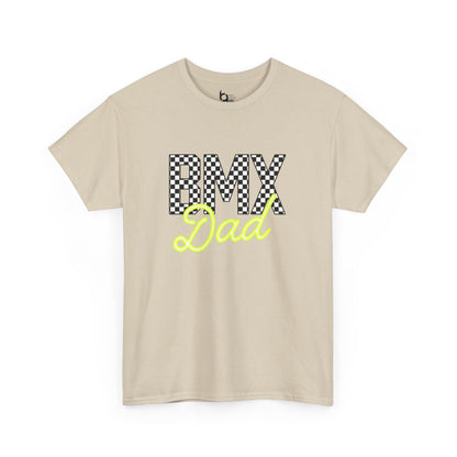 Checkered BMX Dad Light Colored Tee - Chartreuse Lettering