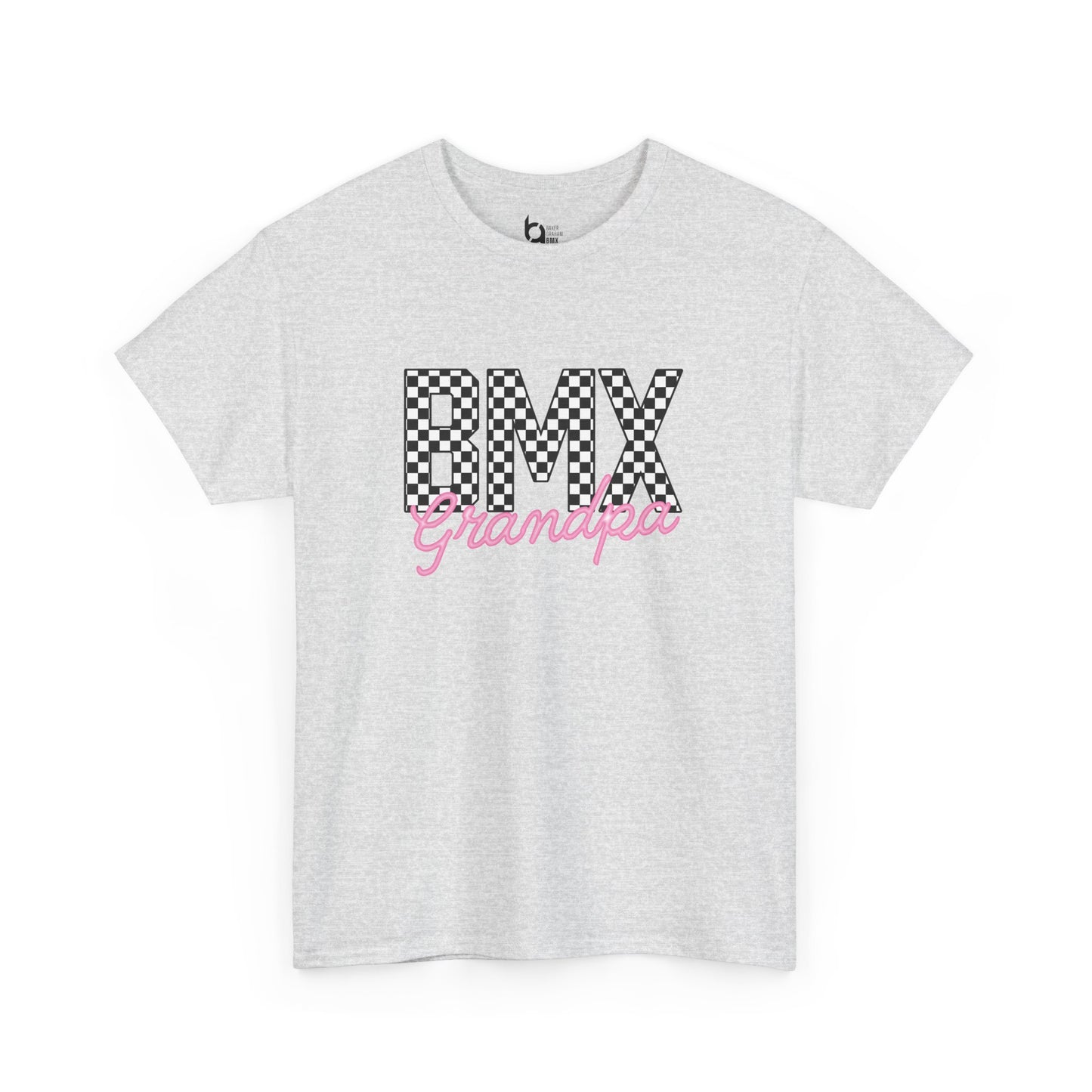 Checkered BMX Grandpa Light Colored Tee - Pink Lettering