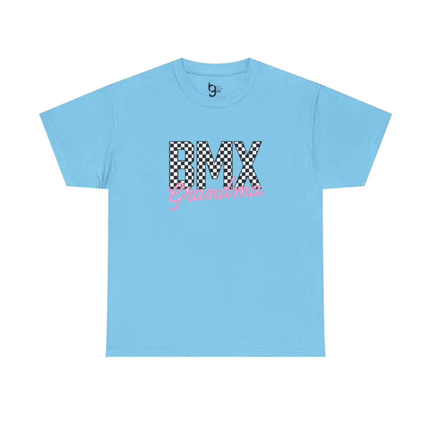 Checkered BMX Grandma Light Colored Tee - Pink Lettering