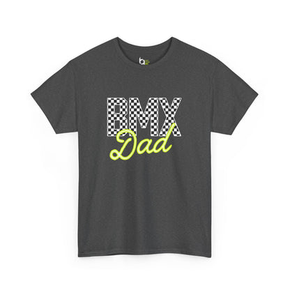 Checkered BMX Dad Dark Colored Tee - Chartreuse Lettering