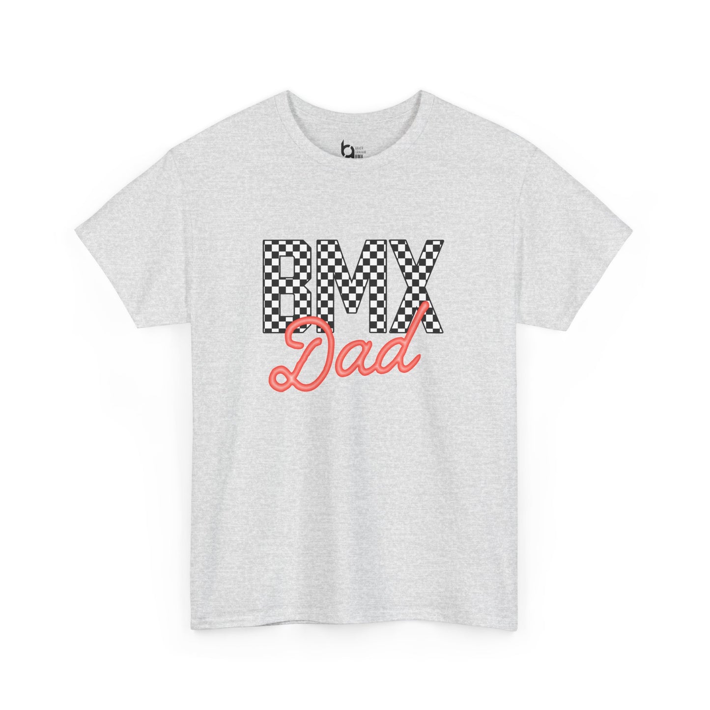 Checkered BMX Dad Light Colored Tee - Red Lettering