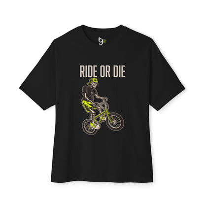 "Ride or Die" BMX Oversized Boxy Tee - Chartreuse Graphic