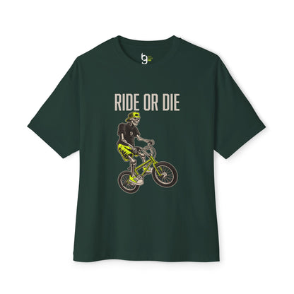 "Ride or Die" BMX Oversized Boxy Tee - Chartreuse Graphic