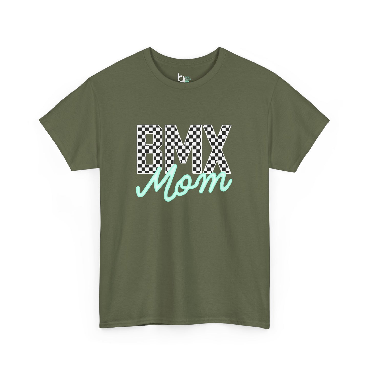 Checkered BMX Mom Dark Colored Tee - Tiffany Lettering