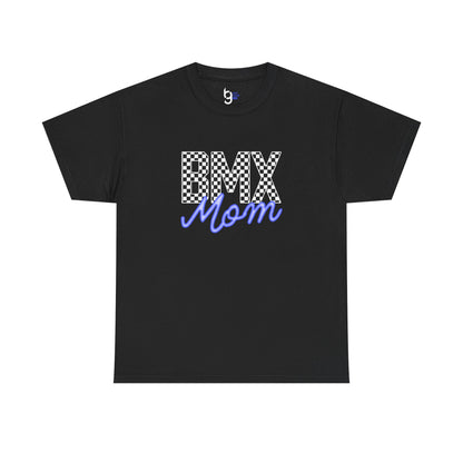 Checkered BMX Mom Dark Colored Tee - Blue Lettering