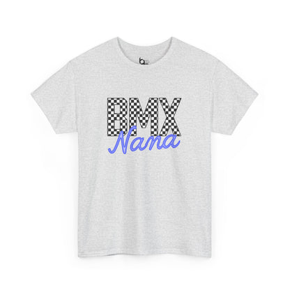 Checkered BMX Nana Light Colored Tee - Blue Lettering
