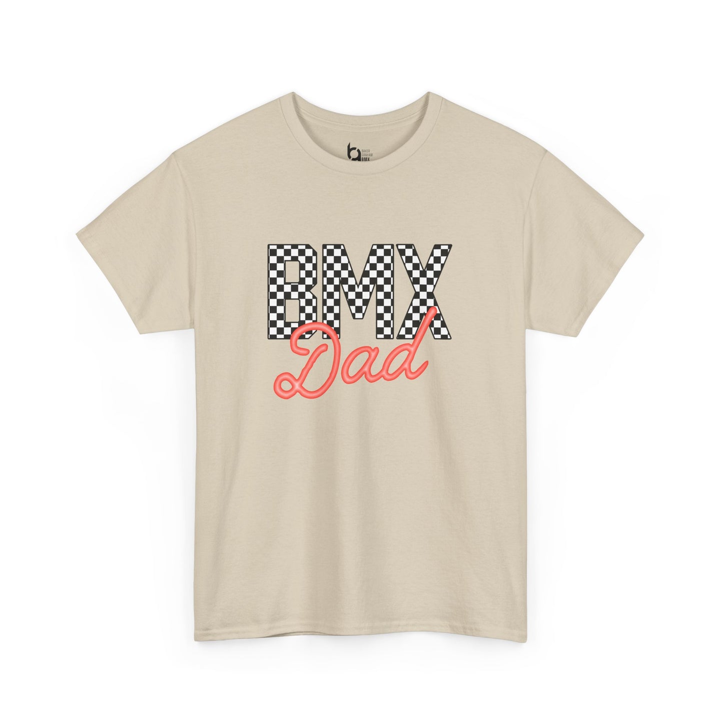 Checkered BMX Dad Light Colored Tee - Red Lettering