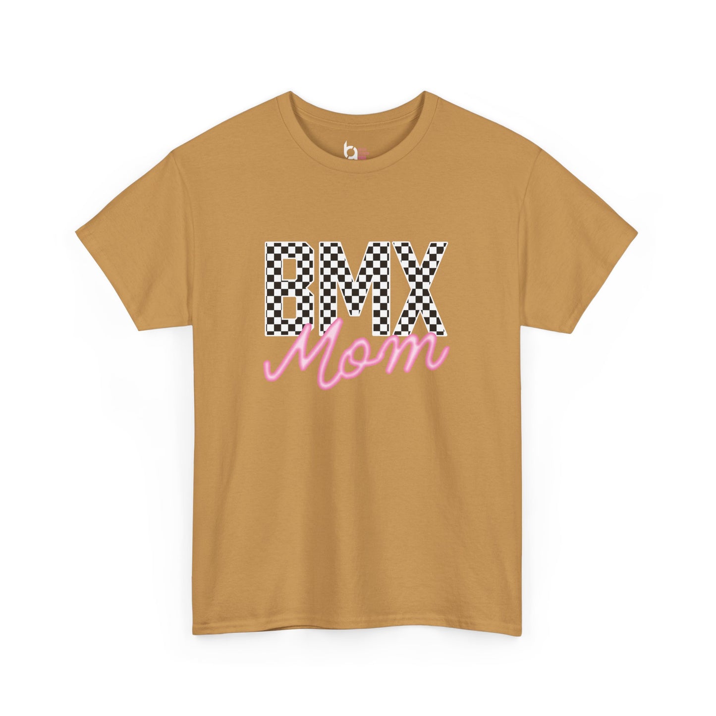 Checkered BMX Mom Dark Colored Tee - Pink Lettering