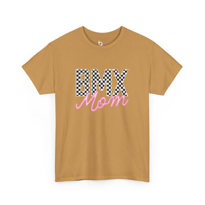 Checkered BMX Mom Dark Colored Tee - Pink Lettering