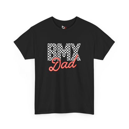 Checkered BMX Dad Dark Colored Tee - Red Lettering
