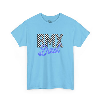 Checkered BMX Dad Light Colored Tee - Blue Lettering