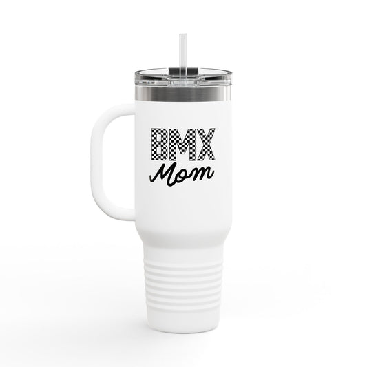 Checkered BMX Mom 40oz Insulated Travel Mug