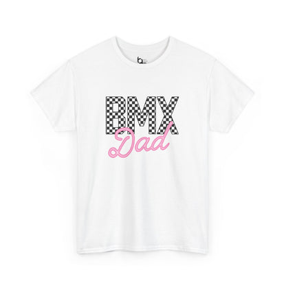 Checkered BMX Dad Light Colored Tee - Pink Lettering