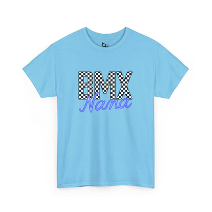 Checkered BMX Nana Light Colored Tee - Blue Lettering