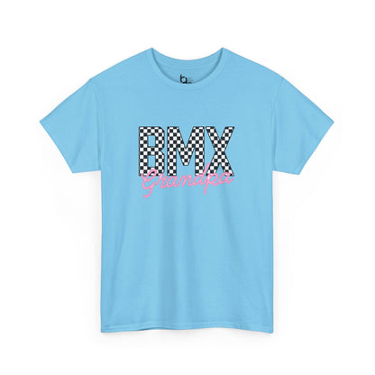 Checkered BMX Grandpa Light Colored Tee - Pink Lettering