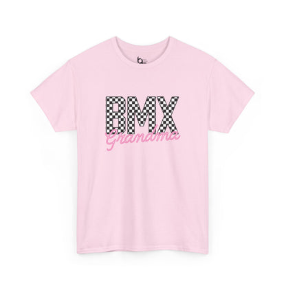 Checkered BMX Grandma Light Colored Tee - Pink Lettering