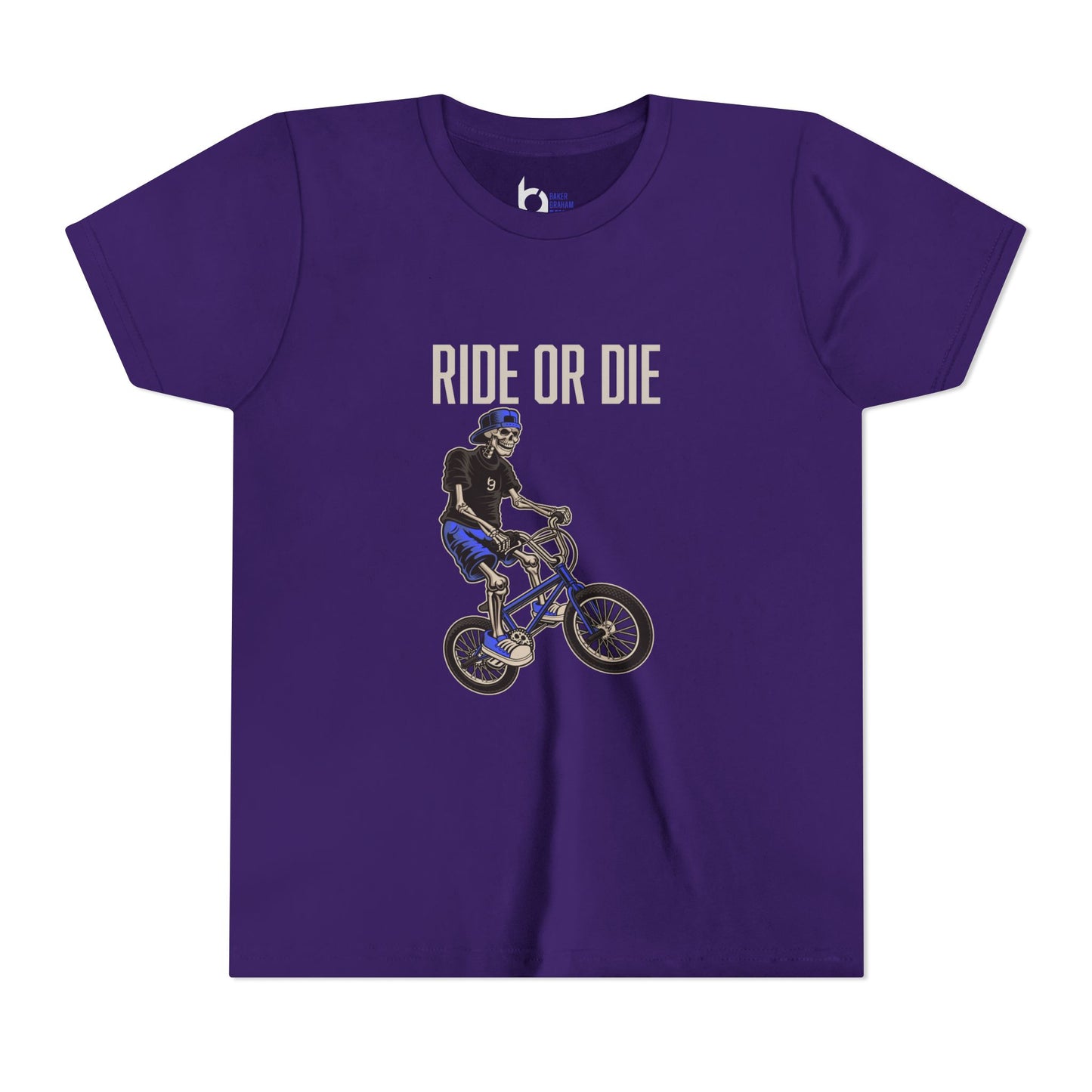 "Ride or Die" Kids Tee - Blue Graphic