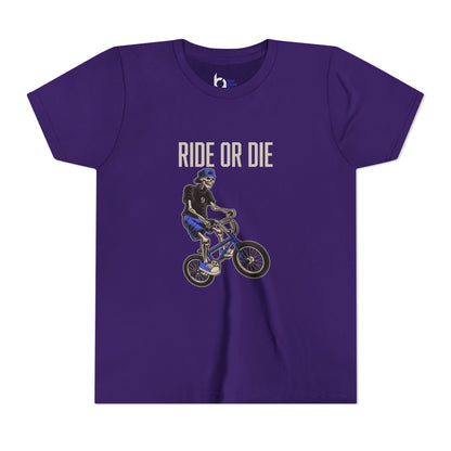 "Ride or Die" Kids Tee - Blue Graphic
