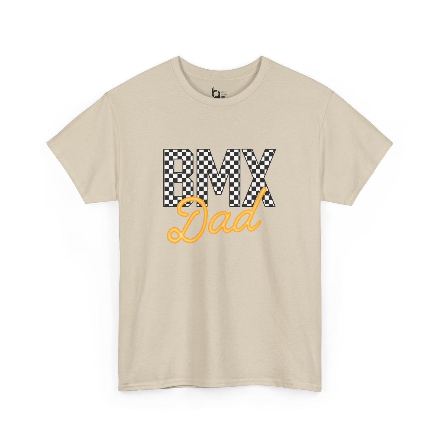 Checkered BMX Dad Light Colored Tee - Orange Lettering
