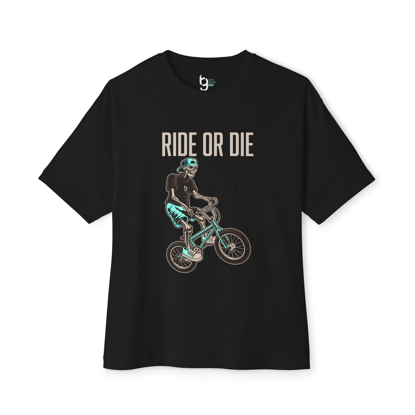 "Ride or Die" BMX Oversized Boxy Tee - Tiffany Graphic