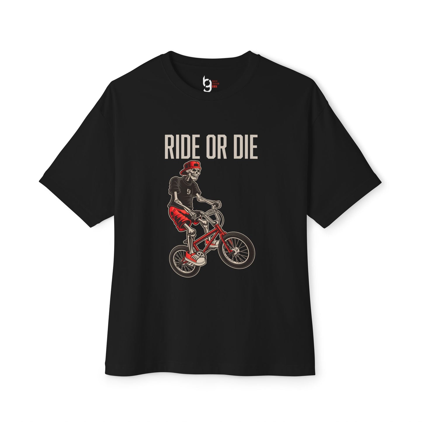 "Ride or Die" BMX Oversized Boxy Tee - Red Graphic