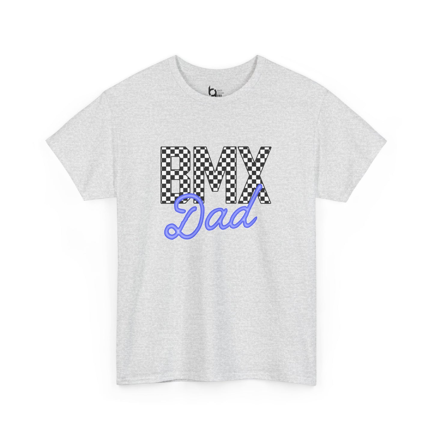 Checkered BMX Dad Light Colored Tee - Blue Lettering