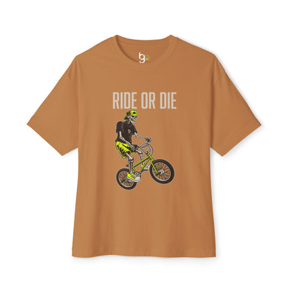 "Ride or Die" BMX Oversized Boxy Tee - Chartreuse Graphic