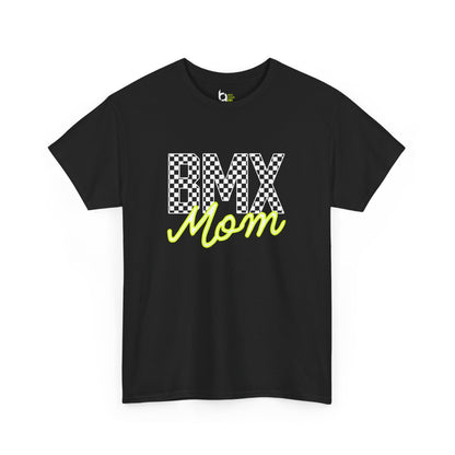 Checkered BMX Mom Dark Colored Tee - Chartreuse Lettering