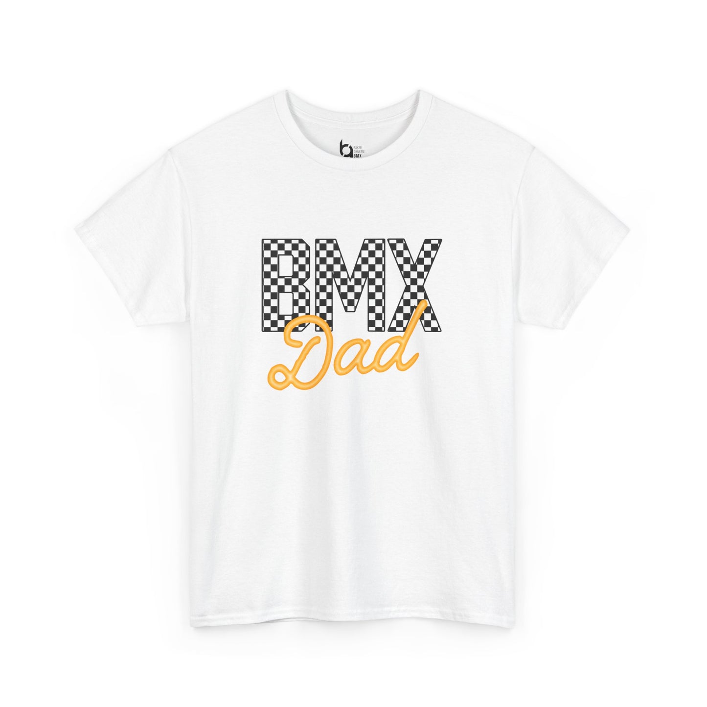 Checkered BMX Dad Light Colored Tee - Orange Lettering