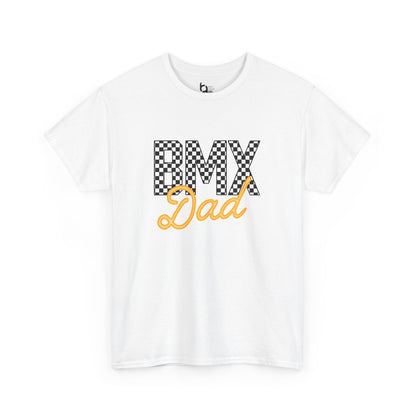 Checkered BMX Dad Light Colored Tee - Orange Lettering