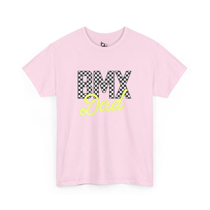 Checkered BMX Dad Light Colored Tee - Chartreuse Lettering