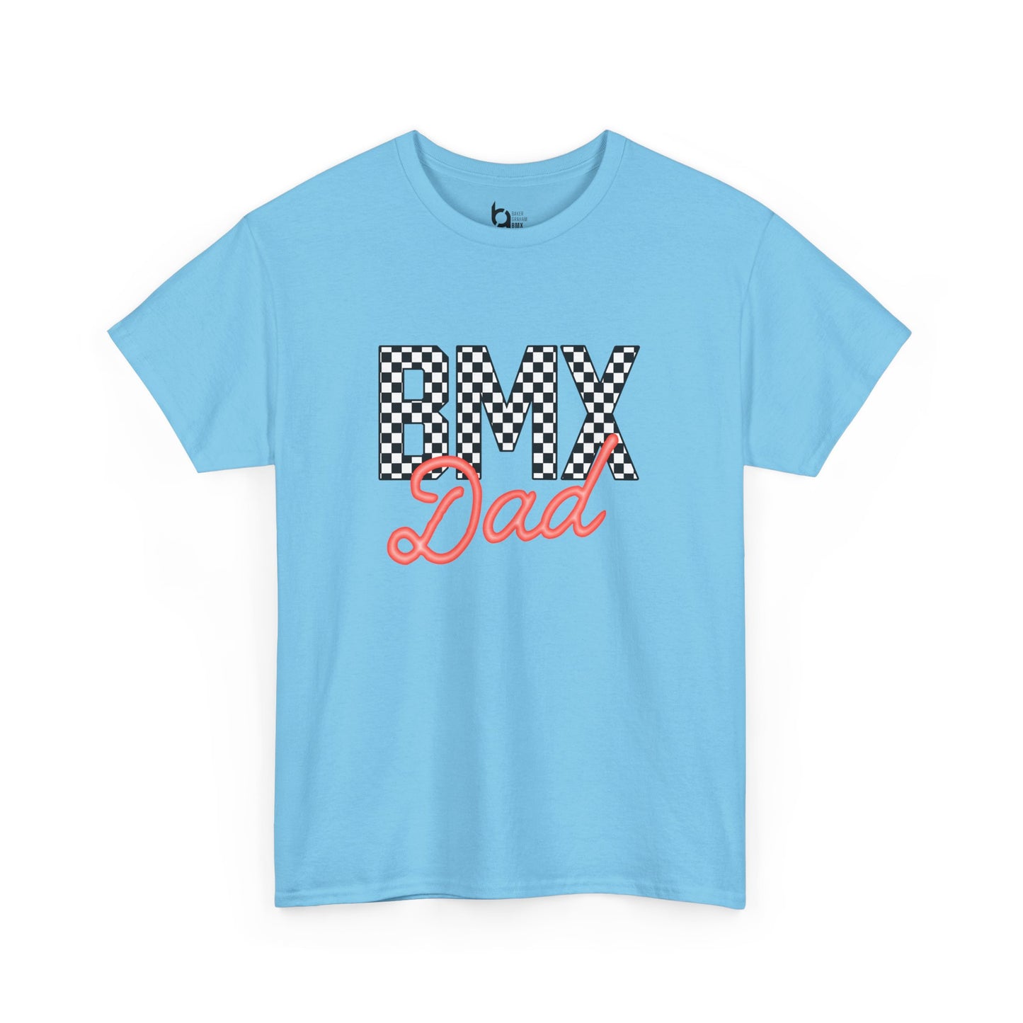 Checkered BMX Dad Light Colored Tee - Red Lettering